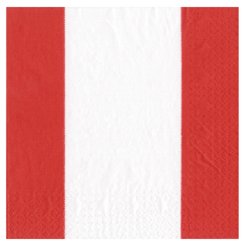 Caspari Cocktail Napkins: Bandol Stripe - Red